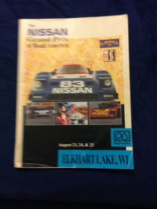 1991 The Nissan Grand Prix Of Road America Elkhart Lake Wis Racing Program