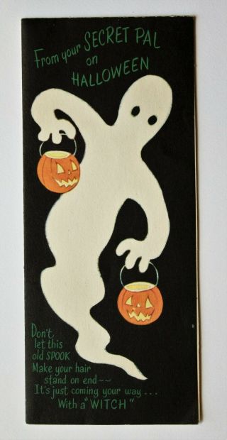 Vintage Rust Craft Halloween Greeting Card Htf Ghost Witch Jol Secret Pal