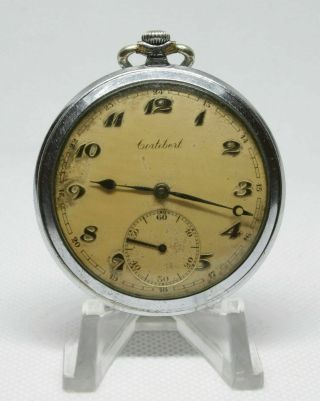 Rare Vintage Cortebert cal.  592R Metal Dial Art Deco Pocket Watch 2