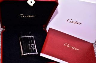 Vintage Cartier Gas Lighter Swiss Made Silver Line & Logo Decor