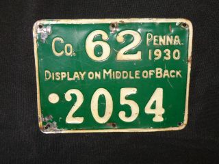Vintage 1930 Pa Pennsylvania Metal Hunting License Warren County