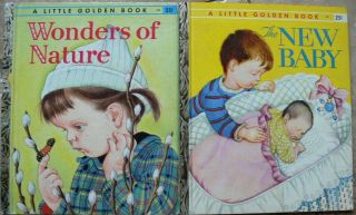 2 Vintage Little Golden Books Wonders Of Nature,  The Baby Eloise Wilkin