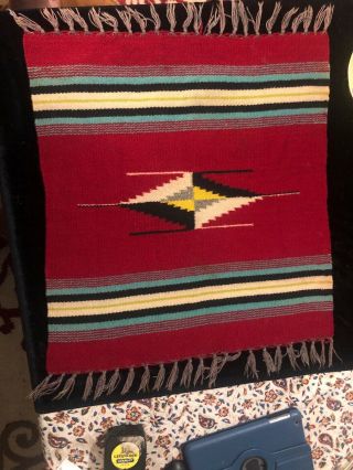 Vintage Native American Indian Navajo Rug Runner Hand Woven Wool Arrow Motif