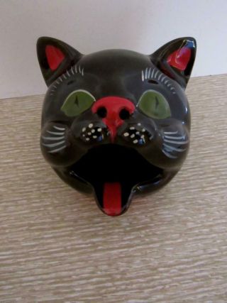 Vintage Cat Head Ash Tray.  Ceramic.  Mid Century.