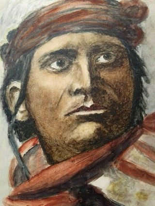 Antique Painting,  First Nation Warrior,  Portrait Painting,  Oval Frame,
