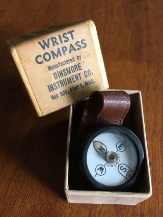 Vintage Dinsmore Wrist Compass Marbles Outdoor Camping Memoribilia