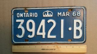 License Plate,  Canada,  Ontario,  Crown,  39421 - B