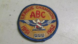 1951 1952 American Bowling Congress Abc League Champion Vintage Patch Very Rare