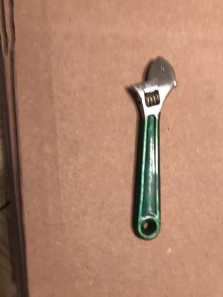 Vintage 4 " Diamond Diamalloy Adjustable Wrench Green Rubber Handle Tool