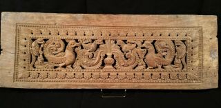 Antique Hand Carved Wood Door Lintel From India - Wm0113
