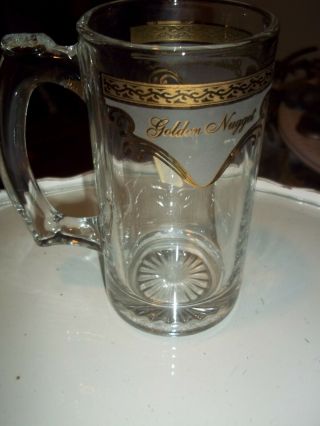Vintage Golden Nugget Las Vegas Casino Glass Mug Painted 22 Karat Gold Rare