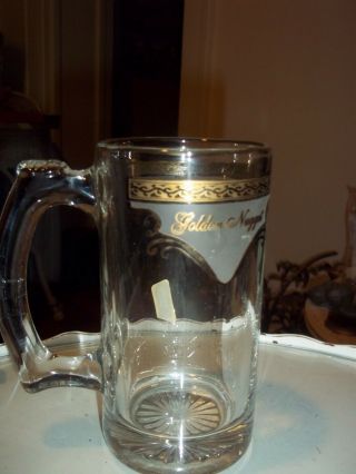 Vintage Golden Nugget Las Vegas Casino Glass Mug Painted 22 Karat Gold Rare 2