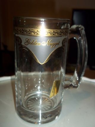 Vintage Golden Nugget Las Vegas Casino Glass Mug Painted 22 Karat Gold Rare 3