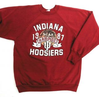 Vintage 1987 Indiana Hoosiers Ncaa Champions Logo 7 Crewneck Sweatshirt Usa Made
