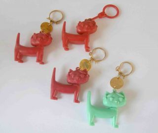 Unimel Cats Rare 4 Vintage Adversiting Keychains From The 60 