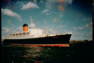 35mm Slides : Cunard Liner Rms Saxonia : Ship In Close - Up & Interior Of Cinema