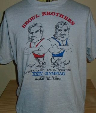 Vintage 1988 Seoul Olympics Greco Roman Wrestling Koslowski Brothers T Shirt Xxl