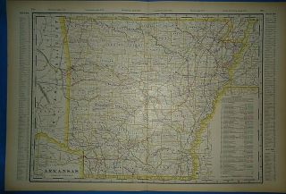 Vintage Circa 1904 Arkansas Railroad Map Antique Folio Size Atlas Map