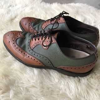 Vintage Footjoy Classics Golf Shoes Wingtip Mens Size 8 D Brown Green Leather 3