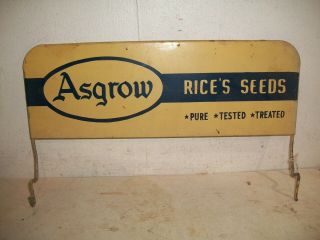 Vintage Metal Asgrow Seed Dealer Feed Farm Sign Rice 