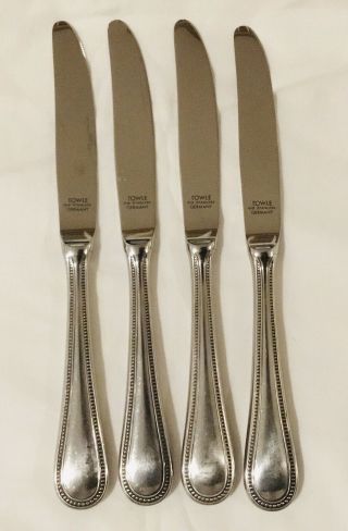 4 Towle Beaded Antique Germany Dinner Knives 18/8 Stainless Steel Flatware Euc