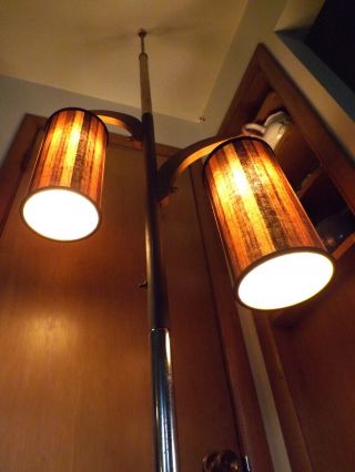 2 Light Tension Pole Lamp Mid Century Hollywood Regency Vintage 1950s Mcm