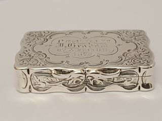 Stunning Victorian Solid Silver Snuff Box George Unite 1878