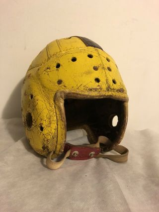 1920’s Antique Two - Tone Yellow/brown Wilson Leather Football Helmet - Wow