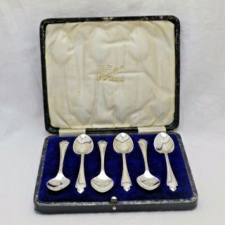Antique Cased Set Of 6 Solid Sterling Silver Afternoon Tea Spoons Sheffield1913