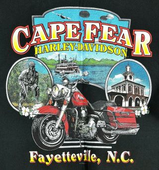 Harley Davison Motorcycle Tee Shirt Cape Fear Fayetteville,  N.  C Riders Xl