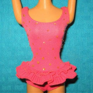 Vintage Miss Barbie Pink With Gold Glitter Swimsuit Near