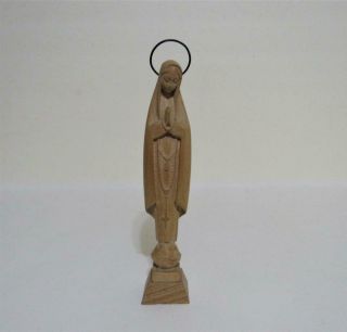 Anri Carved Wood Madonna Figurine Statue Holy Mother Vintage Italy Christian