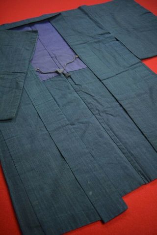 Br13/770 Vintage Japanese Kimono Cotton Antique Boro Haori Indigo Blue Shima