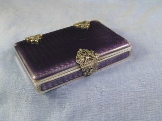 Silver Guilloche Enamel Marcasite Art Deco Antique Cigarette Card Case Box