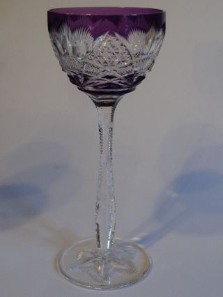 One Antique Roemer Wine Glass Crystal Val Saint Lambert Pattern Reinstedt