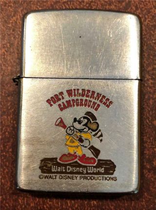 Old 1980 Disney Zippo Lighter,  Fort Wilderness Campground Walt Disney