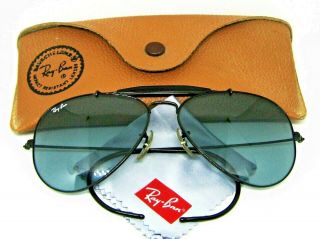 Ray - Ban Usa Nos Vintage B&l Aviator Outdoorsman Blue Changeable Sunglasses