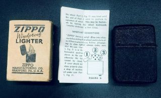 Zippo 1943 Wwii Black Crackle Lighter W/ Box And Instructions