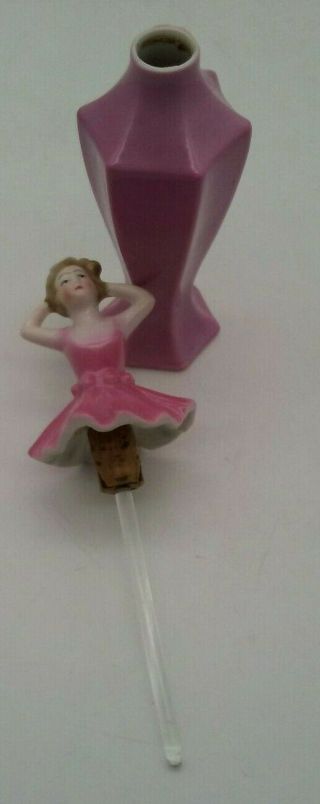 Germany Figural Lady Pink Perfume Bottle 1920 