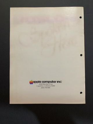 Vintage Apple II Personal Computer System Specification Booklet 2