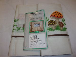 Sears Chefmates Merry Mushrooms Set Of Panel Curtains Without Bag 1970 