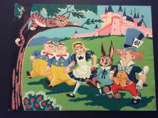 Vintage Pbn Alice In Wonderland Painting 12” X 16”