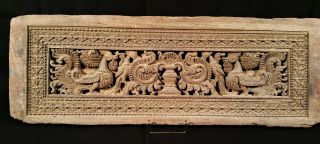 Antique Hand Carved Wood Door Lintel From India - Wm0115