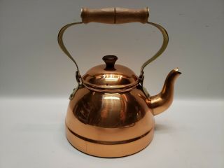 Vintage Copper Tea Pot Kettle Made In Portugal With Wood Handle Gooseneck ¹¹³⁰
