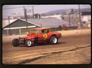 Bobby Hauer 9 Dirt Modified Race Car C1970s - Vintage 35mm Slide