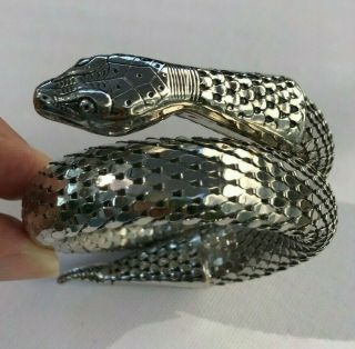 Vtg.  Whiting & Davis Silver Tone Mesh Snake Bracelet 14 " Long