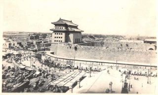 Peking China Old Chien Men Gate Real Photo Vintage Postcard Aa1957