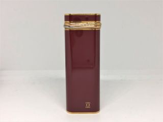 Auth Cartier Trinity 3 - Color Ring Bordeaux Enamel Composite Gold Trim Lighter