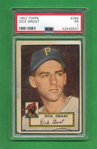1952 Topps 369 Dick Groat Strong Rookie Psa Poor 1 Old Baseball Card