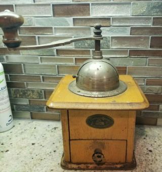 Vintage German Zassenhaus Wooden Coffee Grinder Hand Crank